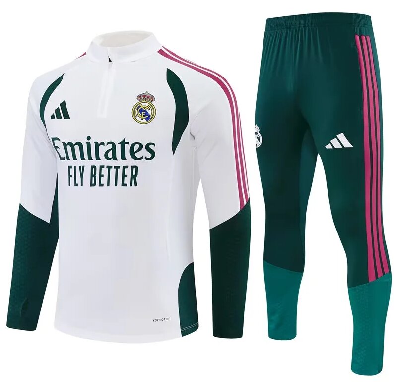 AAA Quality Real Madrid 26/27 Tracksuit - White/Dark Green